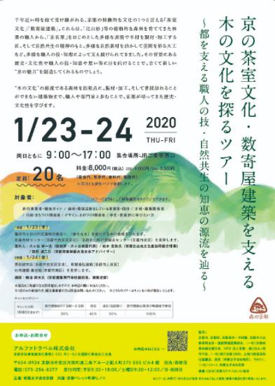 京の茶室文化・数寄屋建築を支える木の文化を探るツアーのポスター